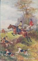 Full cry! In the hunting field, Raphael Tuck & Sons, Oilette Postcard No. 3296. (fl)