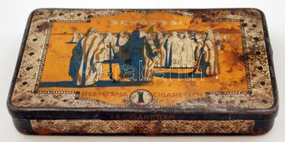 cca 1930 Remtsma cigaretták zománcozott fém dobozka / Metal tobacco box 12x8 cm