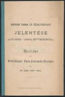 1884 Soproni torna- és tűzoltóegylet jelentése két nyelven / 1884 Report of the Sopron firebrigade in German and HUngarian 64p.