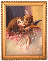 Innocent jelzéssel: Angyali csók. Olaj, farost, keretben, 52×39 cm