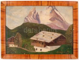 Katona jelzéssel: Alpesi táj. Olaj, vászon, keretben, 60×44 cm