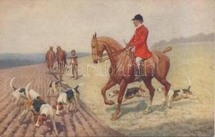 Hunting, A check, The Carlton Publishing Co. Series No. 770/4., artist signed