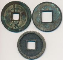 Kínai Császárság / Vietnam 3db klf bronzpénz, közte Kínai Császárság / Han-dinasztia 112-559. 1 Wu-S...