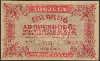 1946. 1000.000Adópengő hatjegyű folyószám, fordított címer, "amelyeknél" T:I