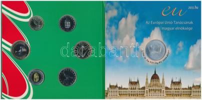 2011. 5Ft-200Ft 6klf darabos forgalmi érme sor + 3000Ft Ag "Az Európai Unió Tanácsának magyar elnöksége" emlékére, dísztokban T:BU