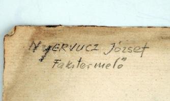 Nyervucz József: Fakitermelő, másik lapon női portré, szén, papír, egyik jelzett, 39×25 cm