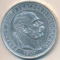 1907KB 5K Ag "Ferenc József koronázásának 40. évfordulója" utánveret, "FERT" peremirat, "KB" pont nélkül T:2- Adamo K7.1