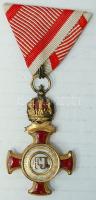 F.J. katonai érdemérem szalaggal, koronával, zománcozott T:2 zománchiba