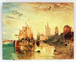 Szabó jelzéssel: Kikötői tájkép (William Turner után). Olaj, vászon, 40×50 cm