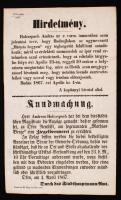 1867 Bejelntés a Buda Újlakon (Bp., III.) Holzspach András által létesítendő téglaégető tárgyában 24x40 cm