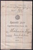 1915 Fényképes igazolójegy kereskedelmi utazó részére