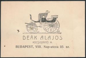 1908 Bp. VIII. Deák Alajos kocsigyártó mester reklámkártya