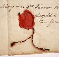 1841 Magyaróvár, német nyelvű Moson vármegyei szállítási engedély, rányomott gyűrűspecséttel