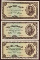 1946. 100.000.000P 2db egymásutáni + 1db egyugrású sorszámokkal T:I,I-