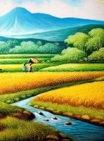 Olvashatatlan jelzéssel: Mount Agung (Bali). Olaj, vászon, 29×87 cm