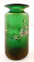 Poschinger szitakötő váza, irizáló üveg test, kézzel festett, hibátlan, jelzett, m:20,5 cm