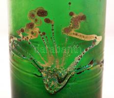 Poschinger szitakötő váza, irizáló üveg test, kézzel festett, hibátlan, jelzett, m:20,5 cm