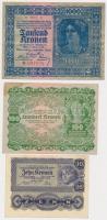Ausztria 1922. 10K + 100K + 1000K T:III Austria 1922. 10 Kronen + 100 Kronen + 1000 Kronen C:F