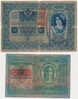 1902. 1000K + 1912. 100K + 1913. 20K + 1915. 10K + 1917. 2K mindegyik "Deutschösterreich" felülbélyegzéssel T:III,III-