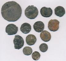 14db-os tisztítatlan római bronz és rézpénz tétel, közte 1db középkori denárral T:vegyes
14pcs of u...