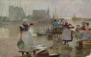 Holland halásznők, folklór, s: H. Hermann, Fischfang in Holland / Dutch fisherwomen, folklore s: H. Hermann