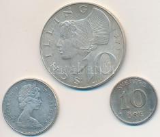 Vegyes: Ausztria 1971. 10Sch Ag + Kanada 1968. 10c Ag + Svédország 1928G 10ö Ag T:2,2- Mixed: Austria 1971. 10 Schilling Ag + Canada 1968. 10 Cents Ag + Sweden 1928G 10 Ore Ag C:XF,VF