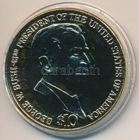 Libéria 2004. 10$ aranyozott sárgaréz "George W. Bush" tanúsítvánnyal T:BU Liberia 2004. 10 Dollars gold-plated brass "George W. Bush" certificate C:BU