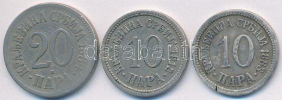 Szerbia 1883-1912. 10p Cu-Ni (2x) + 20p Cu-Ni T:2,3 Serbia 1883-1912. 10 Para Cu-Ni (2x) + 20 Para Cu-Ni C:XF,F