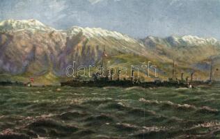 Der durch österr-ung. Truppen eroberte Lovcen / WWI Austrian-Hungarian military, battleship, Kilophot K. 1384.