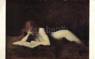 The reader, erotic art postcard s: J.J. Henner