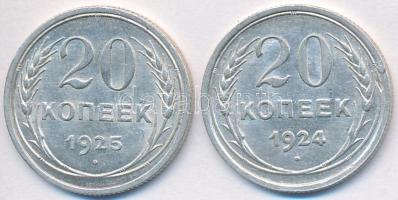 Szovjetunió 1924-1925. 20k Ag (2x) T:2 Soviet Union 1924-1925. 20 Kopeks Ag (2x) C:XF