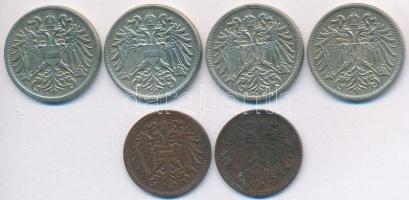 Ausztria 1915. 10h Cu-Ni-Zn (2x) + 1916. 1h Br (2xklf) + 10h Cu-Ni-Zn (2x) T:2
Austria 1915. 10 Hel...