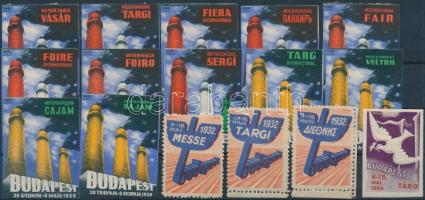 1932-1939 Budapesti Nemzetközi Vásár 16 db levélzáró