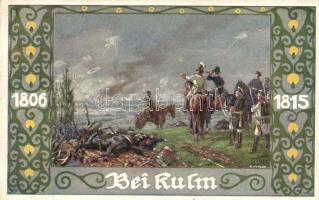 1806-1815 Német katonai művészeti képeslap, s: E. Kutzer, 1806-1815 Bei Kulm, Bund der Deutschen in Böhmen / German military art postcard s: E. Kutzer