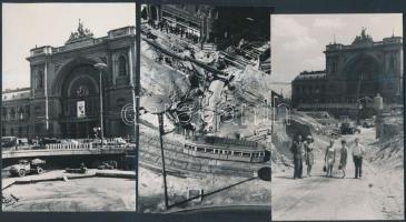 1968-1969 Budapest, felüljáró és aluljáró építése a Baross téren, 6 db fotó, 14x9 cm és 18x13 cm