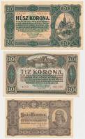 1920. 10K + 20K + 1923. 100K "Magyar Pénzjegynyomda Rt. Budapest" T:I,I-