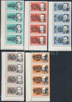 Munkásmozgalom 11 db-os levélzáró sorozat ívsarki négyes csíkok