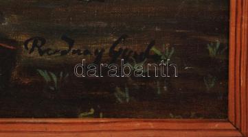 Rudnay jelzéssel: Beragadt kocsi. Olaj, vászon, keretben, 55×75 cm