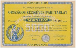 1925. "Országos Kézművesipari Társulat" sorsjegy 5000K T:II