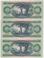 1969. 10Ft (6x) sorszámkövetők, nyomdai papírránccal T:I,I-