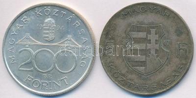 1947. 5Ft Ag "Kossuth" + 1994. 200Ft Ag "Deák" Ag T:2,2-,3