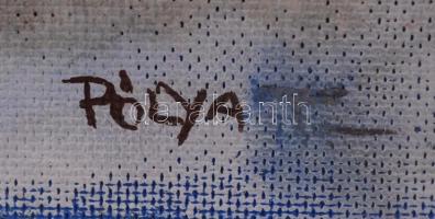 Pólya jelzéssel: Falusi életkép. Olaj, farost, 53×55 cm