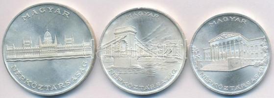 1956. 10Ft + 20Ft + 25Ft Ag "10 éves a Forint" sor T:2