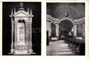 Máriabesnyő, Templom belső, kegyszobor; Kalántai photo, Storcz B. Mátyás dohánynagyárus kiadása