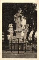Gödöllő, Nepomuki Szent János szobra; Krummer photo, Storcz B. Mátyás dohánynagyárus kiadása (EB)