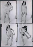 cca 1980 A nőről lecsalogatott bugyi története négy képben elbeszélve, 4 db finoman erotikus fénykép, 13x9 cm / cca 1980 4 erotic photos, 13x9 cm