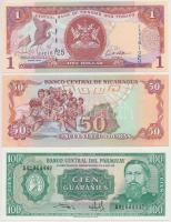Vegyes: Paraguay 1982. 100G + Nicaragua 1985. 50C + Trinidad és Tobago 2006. 1 Dollar T:I,I- Mixed: Paraguay 1982. 100 Guaranies + Nicaragua 1985. 50 Cordobas + Trinidad and Tobago 2006. 1$ C:UNC,AU