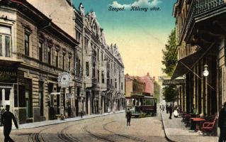 Szeged, Kölcsey utca, hotel, villamos, üzletek (EK)