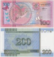 Suriname 2000. 100G + Észak-Korea 2005. 200W T:I
Suriname 2000. 100 Gulden + North Korea 2005. 200 ...