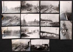 1968. november, Budapest, a Szentendrei úti felüljáró befejezéséről és átadásáról készült 13 db fénykép, 9x14 cm